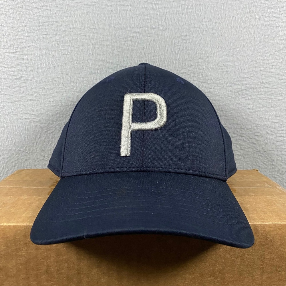 Puma Golf P Snapback Hat Mens Navy Blue Tour Exclusive 024422-03 Cap